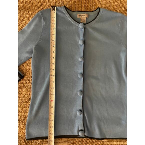 90s style Designers Originals Blue Cardigan with Black edging SZ Small - Picture 8 of 8